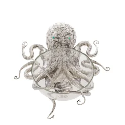 Zuppiera Octopus in argento sterling e cristallo